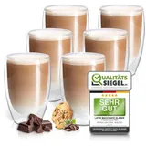 freshmaster Gläser-Set Latte Macchiato Gläser - Barista Premium Qualität 6x400 ml