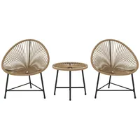 Outsunny Polyrattan Gartenmöbel Set, Outdoor Lounge Balkonmöbel für 2 Personen, 3-teilig Sitzgruppe mit 2 Stühle, Tisch, wetterfest Gartenlounge