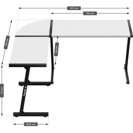 huzaro Eckschreibtisch Hero 6.0 Weiß