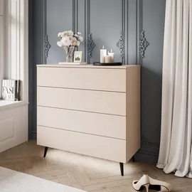 lookway KOMMODE AURA KASCHMIR 4S mit Schubladen Schwarze Beine