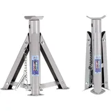 Alca alca® Unterstellbock 3t klappbar I Auto Stützbock Set (2 Stück), faltbar, 3-fach höhenverstellbar mit Sicherheitsstift, Gewicht 2,0kg je Bock, Höhe 290–405 mm, aus Stahl, Silber-grau
