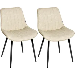 Esszimmerstuhl 2er Set DUBROVNIK Kunstleder Hellbeige