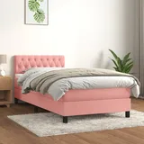 vidaXL Boxspringbett mit Matratze Rosa 90x200 cm Samt