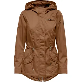 Only Parka "ONLLORCA LIFE CANVAS PARKA CC OTW", Damen, Gr. XS, braun (toasted coconut), Web, Obermaterial: 80% Polyester, 20% Baumwolle, unifarben, regular fit hüftlang, Jacken Parka, mit Kordelzug in der Taille