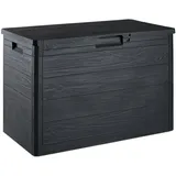 Ondis24 Kissenbox Auflagenbox Gartentruhe Terrassenbox Woody in Holzoptik anthrazit 160L