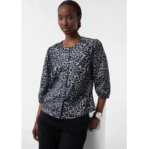 Comma, comma Popeline-Bluse mit Puffärmeln und All-Over-Leo-Print - 40