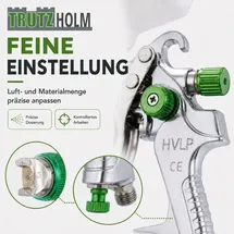 Trutzholm HVLP Lackierpistole mit 3 Edelstahldüsen 1,4mm 1,7mm 2,0mm 600ml Becher