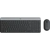 Logitech MK470, Volle Größe (100%), Kabellos, RF Wireless, QWERTY, Graphit, Maus enthalten - Grau