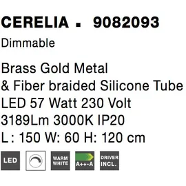 Nova Luce Cerelia 1-flg. 56W 60 cm geschwungen Messing/Gold