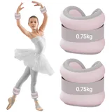 Verstellbare Knöchelgewichte, Handgelenkgewichte Knöchelgewichte Set 2er (je 0,75 kg), Gewichtsmanschetten, Ankle Weights geeignet für Anfänger und Kinder, Ideal für Pilates, Yoga, Jogge (Rosa)