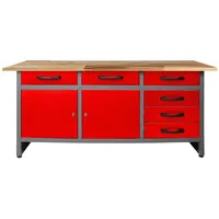 Ondis24 Werkbank, Karsten 160 cm Rot-Grau
