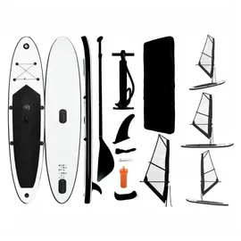vidaXL Aufblasbares SUP-Board mit Segel Set Schwarz und Weiß