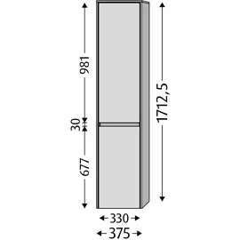 Sanipa Twiga 2-türig Hochschrank 37,5 x 171,3 cm Glas