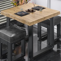 PM | Bistrotisch Baumkante | B:T:H 70 x 70 x 78 cm | Eiche / Schwarz | Quadratisch