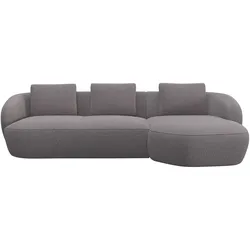 Wohnlandschaft FLEXLUX "Torino, rund, L-Form, Sofa-Ecke mit Recamiere, Longchair-Sofa", braun (latte), B:276cm H:85cm T:146cm, Sofas, Modernes, organisches Sofa-Design, Kaltschaum, Wellenunterfederung
