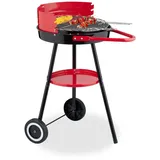 Relaxdays Holzkohlegrill Dreibein Rot Ø 42 cm