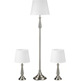 Homcom 3er-Lampenset inkl. 2 Tischleuchte, 1 Stehlampe, im Vintage-Design, Stehleuchte und Tischlampe Set mit E27 Sockel für Wohnzimmer,