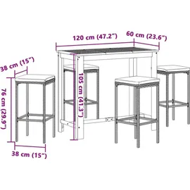 vidaXL Gartenbar-Set 5-tlg. Braun