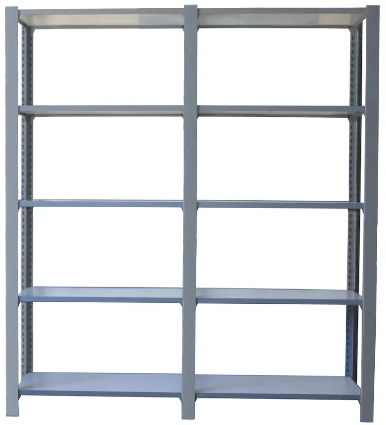 SimonRack Modul aus 2 Officlick-Regalen mit je 5 Holzböden. Grau/Weiß 2100x1800x400 mm