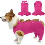 IECOii Wundschutzanzüge für Hunde mit Beinen Nach Op,Hundebody Nach Op,Op Body Hund Kastration Langärmel Recovery Suit Hund FüR Kleine Hunde,FüR Bauchwunden Und Hinterbeine Leckschutz Hund,Rosered,S