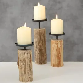 Boltze Kerzenleuchter Tempe Holz/Metall Braun