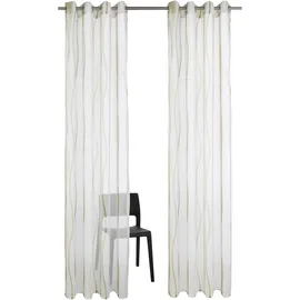OTTO home Gardine OTTO HOME "Dimona" Gr. 4, beige (creme, grün), B:140cm H:245cm, Voile, Polyester, Gardinen, Gardine, 2-er Set, transparent, Voile, Polyester, Wellen