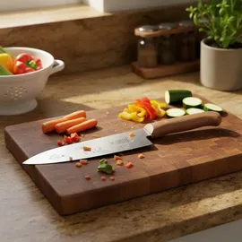 Windmühlenmesser Santoku Kochmesser 18 cm Braun