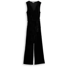 Tom Tailor DENIM Damen Relaxed Jumpsuit aus Samt, schwarz, Uni, Gr. L