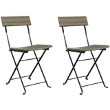 vidaXL Bistrostühle 2 Stk. Klappbar Grau Poly Rattan und Stahl