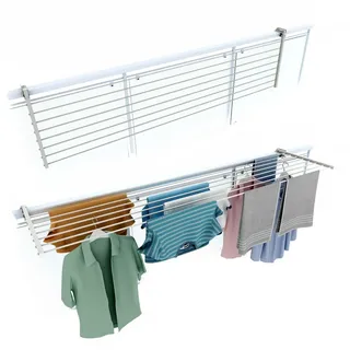 Aluminium-Wäschetrockner für Balkon, ohne Bohren, rostfrei - Foxydry Duo Weiß 202 cm - Weiß