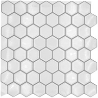 Mosani Fliesenaufkleber Selbstklebemosaik Hexagon weiß Vinyl Wandtattoo Wanddekor, Klebefliesen