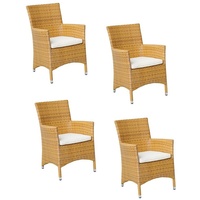 Konway Stapelstuhl GARDA (4 St), 4x KONWAY® GARDA Sessel Tabaco + Sitzkissen Polyrattan Stühle gelb