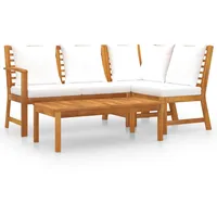 vidaXL Garten-Lounge-Set 4-tlg. natur/creme