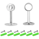 Hocansen 2 Stück Gardinenstangenhalter 1.9cm Edelstahl Rundrohr Halterung Stangen Flansch Set mit Schrauben Kleiderstangen Halterung für Hängende Vorhänge, Handtuchstange (19mm/FL-D)