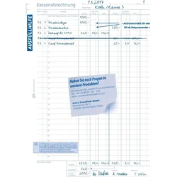 Avery Zweckform Formularbuch Kassenabrechnung A4 selbstdurchschreibend VE=2x40 Blatt