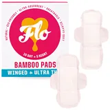 FLO Bio-Bambus-Pads, Tag- und Nacht-Kombi-Packung, Damenpflege, Bio-Menstruationsprodukte, pflanzlich, schwarze Besitzer, saugfähige Pads, geruchlos, atmungsaktiv, Damenbinden für Damen, 15 Stück