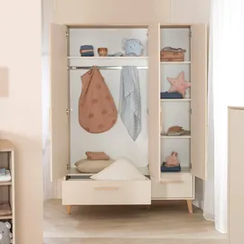 roba Kinderkleiderschrank Jil 3-türig mit 2 Schubladen onesize Holz massiv beige