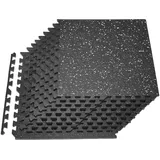 Vevor 12 x Puzzlematte Bodenschutzmatte 610 x 610 x 14 mm, Hochdichte EVA-Schaumstoffmatte, Ineinandergreifende Fitnessmatte Gymnastikmatte Sportmatte, Trainingsmatte (Schwarz) mit Weißen Punkten