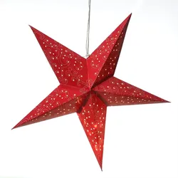 MARELIDA LED Papierstern Weihnachtsstern Faltstern 20LED D: 60cm Batterie rot