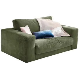 KAWOLA Doppelsessel MADELINE Cord 170 x 86 x 0 cm Olivgrün mit Kissen, Rollen