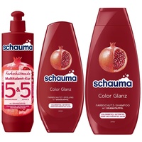 Schauma 5&5 Farbschützende Multitalent-Kur (300 ml) Haarmaske Haarkur & Farbschutz-Shampoo Color Glanz (400 ml) Granatapfel-Extrakt & Farbschutz Spülung Color Glanz (250 ml)