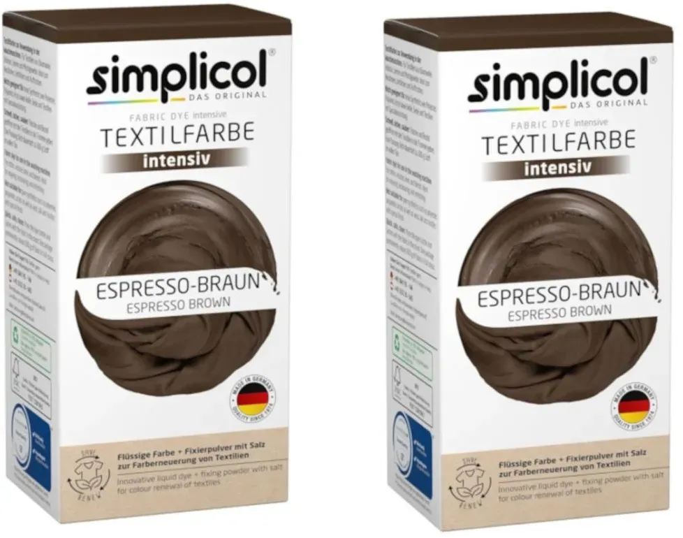 Simplicol Textilfarbe intensiv Espresso-Braun 150g 2er Pack