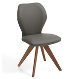 Niehoff Sitzmöbel Colorado Trend-Line Design-Stuhl Wild-Nussbaum/Leder - 180° drehbar Napoli schiefergrau