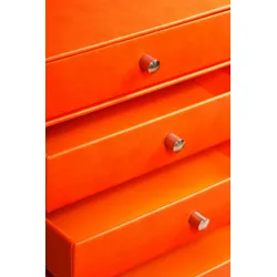 Rhodiarama Schubladenbox mit 4 geschlossenen Laden, Kunstleder, 24,8x32 ,7x22,8cm - Tangerine 318964C