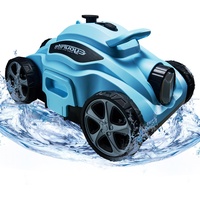 Eyourlife Automatische Poolroboter, 110 Minuten Poolsauger, Poolroboter akku mit Dual-Drive-Motoren für Pools bis zu 100 m2(Blau)