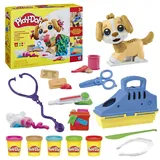 PLAY-DOH Tierarzt Spielset mit Spielzeughund, Tragebox und vielen weiteren Accessoires, 10 Werkzeuge und 5X Knetmasse in bunten Farben, kreatives für Kinder ab 2 Jahren