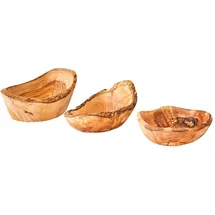 levandeo 3er Set Olivenholz Schüssel ca. 12-16cm Rustikal Klein Mittel Groß Wie Gegriffen Unikat Schale Holzschale Salatschüssel Natur Tischdeko Snackschale