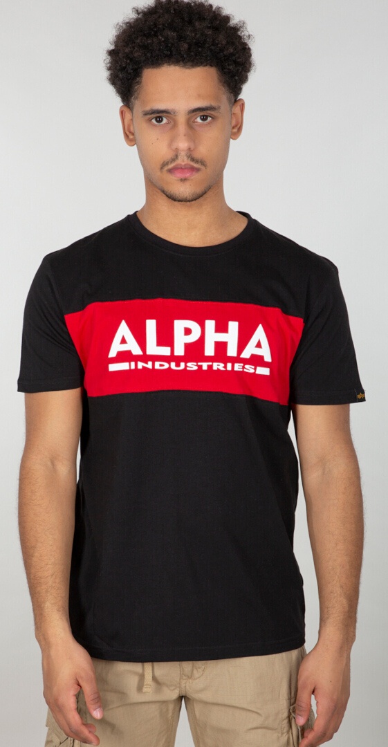 Alpha Industries Alpha Inlay T-shirt, zwart-rood, M Voorman