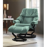 Stressless Relaxsessel STRESSLESS Reno Sessel Gr. Leder PALOMA, Classic Base Schwarz-M, Relaxfunktion-Drehfunktion-PlusTMSystem-Gleitsystem, B/H/T: 79 cm x 98 cm x 75 cm, grün (aqua green paloma) Lesesessel und Relaxsessel