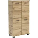 MÖBELPARTNER Badschrank Nora 144971 eiche landhaus 59,8 x 32,6 x 116,9 cm